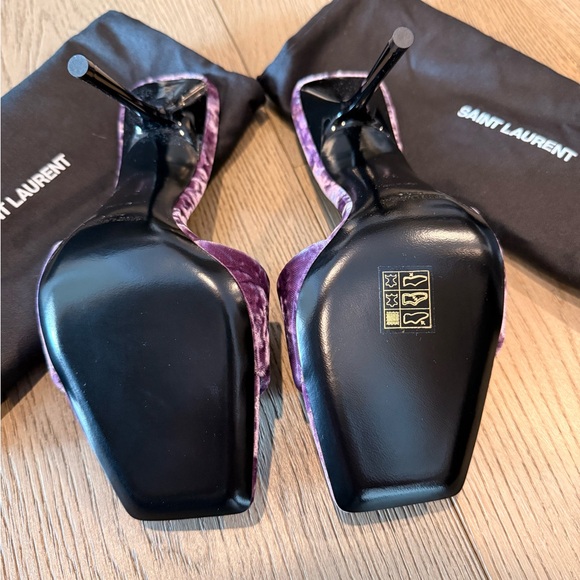 Saint Laurent Velvet Sandals in Rich Purple - Picture 3 of 3